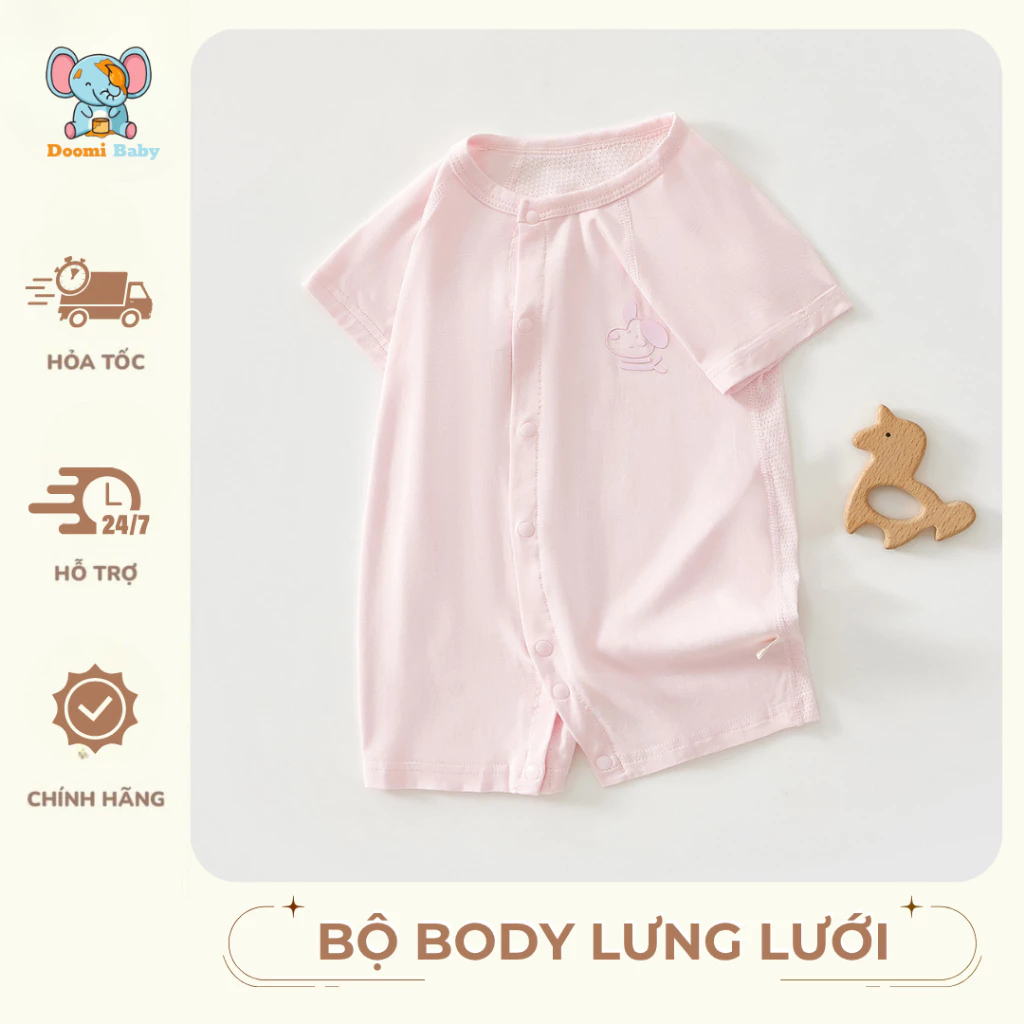 Body sơ sinh liền thân Tencel thoáng khí, lưng lưới mát, không đường may, mềm mịn cho bé Doomi Baby - HT850