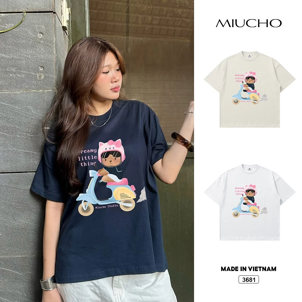 Áo thun nữ form boxy Dreamy Teddy Miucho 3681