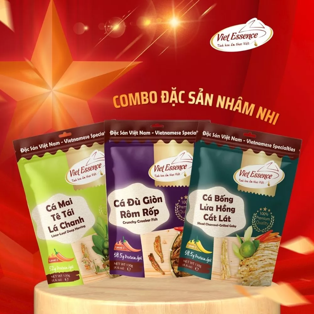 Combo 3 Gói Đặc Sản Nhâm Nhi Viet Essence (Cá Đù, Cá Mai, Cá Bống)