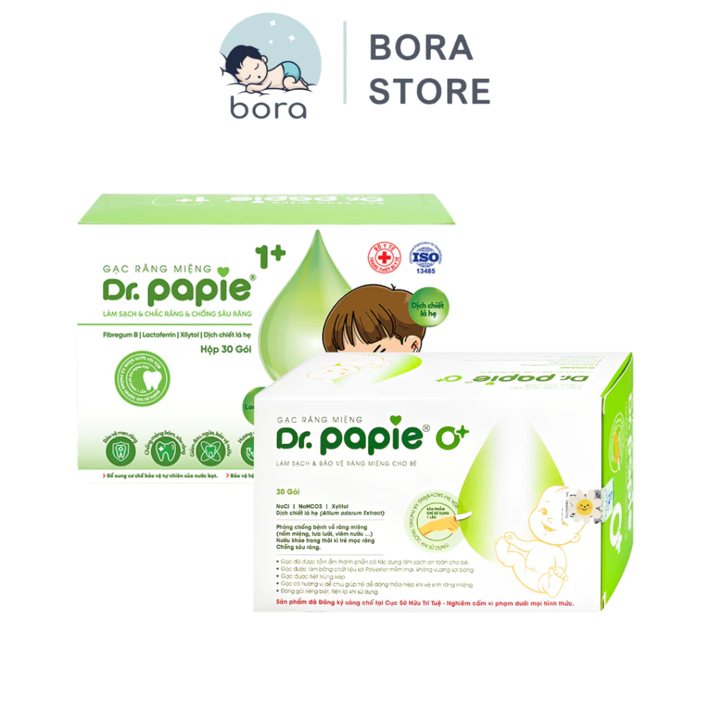 Gạc rơ lưỡi Dr Papie chính hãng, hộp 30 gói