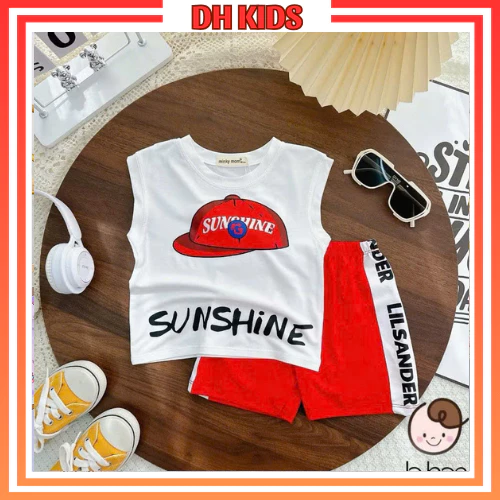 [ L01M ] Đồ bộ sát nách chất thun lạnh cao cấp mát mẻ mặc hè cho bé trai từ 6 - 16kg - DH KIDS