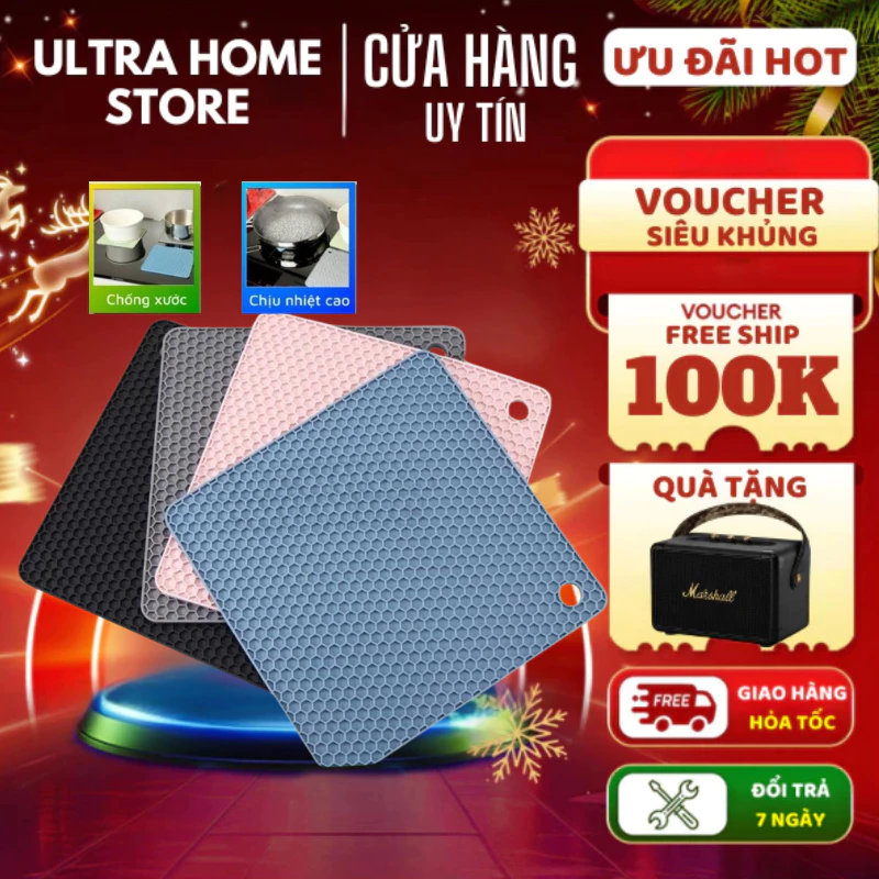 Set 4 miếng lót bếp từ silicon chống xước bếp chịu nhiệt độ cao tấm lót cảm ứng từ truyền tải nhiệt
