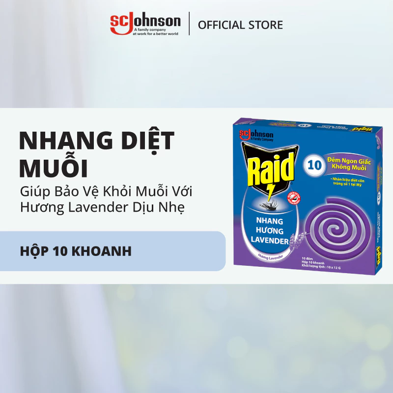 RAID Nhang Diệt Muỗi Hương Lavender 10 Khoanh Hiệu Quả Tốt Bảo Vệ Dài Lâu