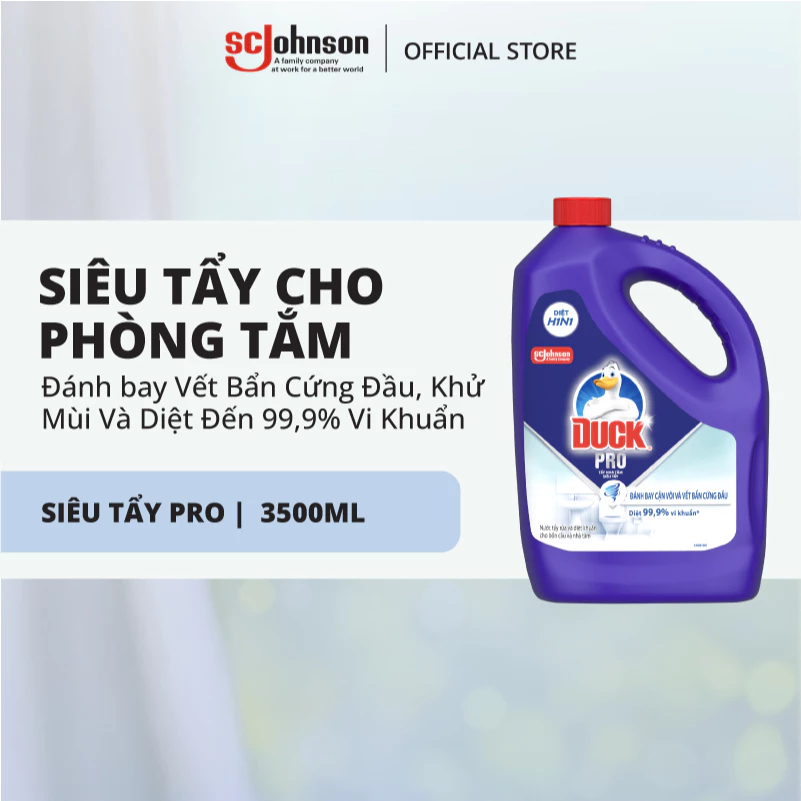 DUCK Tẩy Rửa Nhà Tắm Siêu Tẩy Pro Diệt 99,9% Vi Khuẩn, Tẩy Sạch Vết Bẩn 3500ml