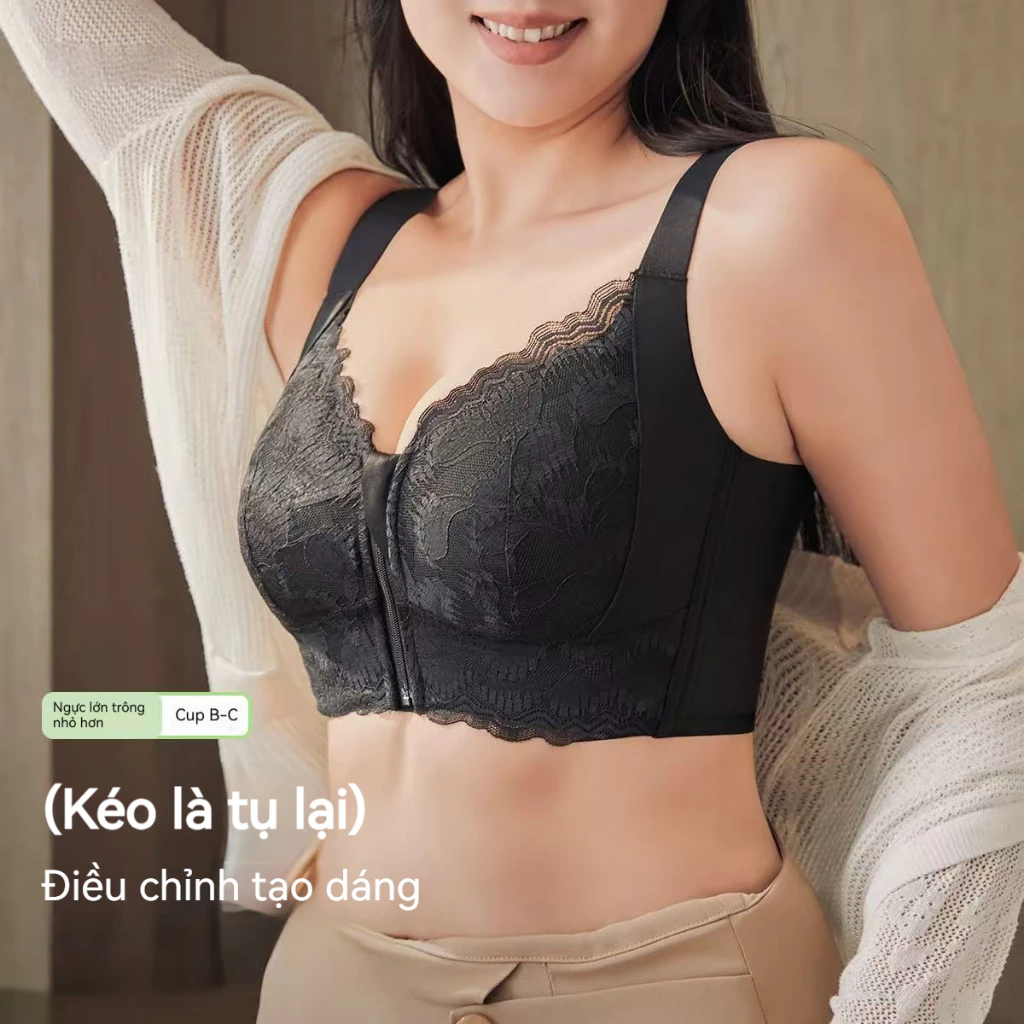 Áo Lót Dây Kéo Trước - Mặc Cởi Nhanh | Size Lớn Không Gọng |Ren Mỏng Co Giãn, Ôm Phủ & Nâng Đỡ Ngực