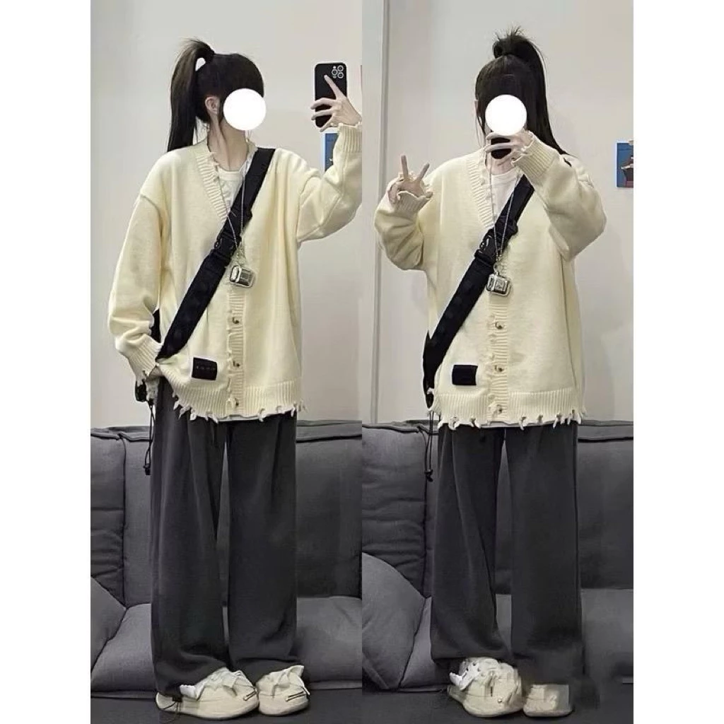 [XẢ KHO - Kệ 9-4] Áo khoác len rách, áo khoác cardigan nữ tay dài phong Cách Hàn Quốc - Tiệm đồ nhà Lotus