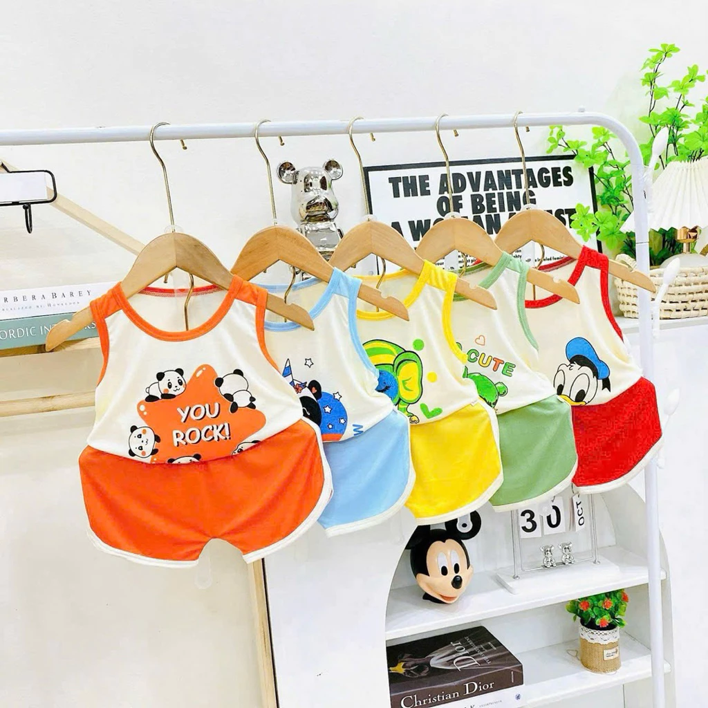 Bộ Ba lỗ Tay THUN LẠNH họa tiết trẻ em họa tiết ngộ nghĩnh
