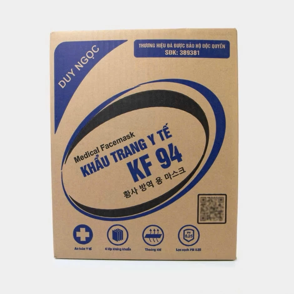 Thùng 300 Chiếc Khẩu trang KF94 Duy Ngọc, kháng khuẩn 4D, Chống bụi mịn