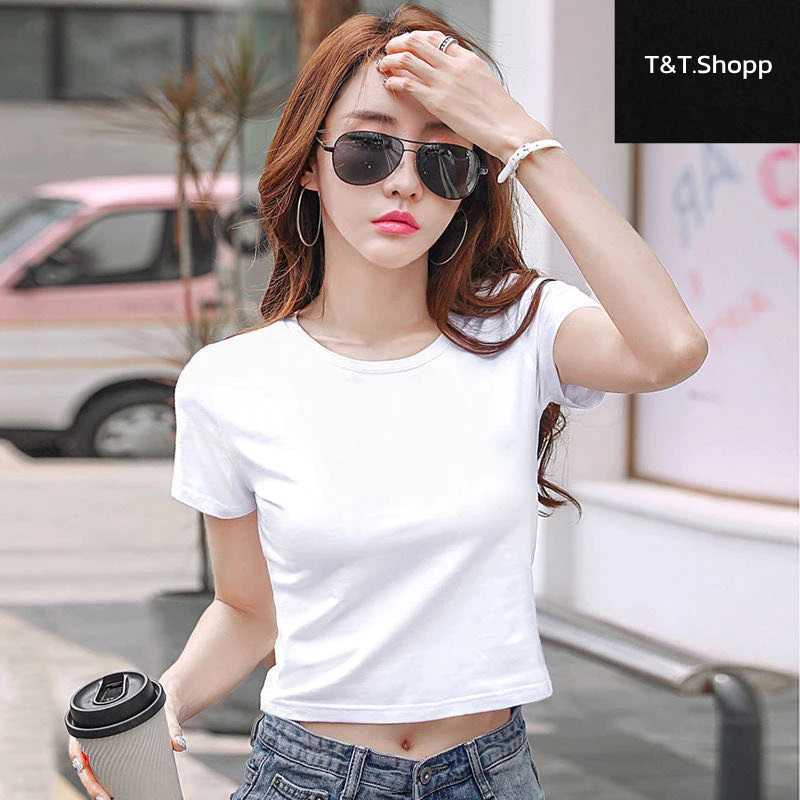[ Vải Xịn ] Áo thun borip nữ croptop body ôm dáng tay ngắn – áo phông basic nữ thời trang Hàn Quốc