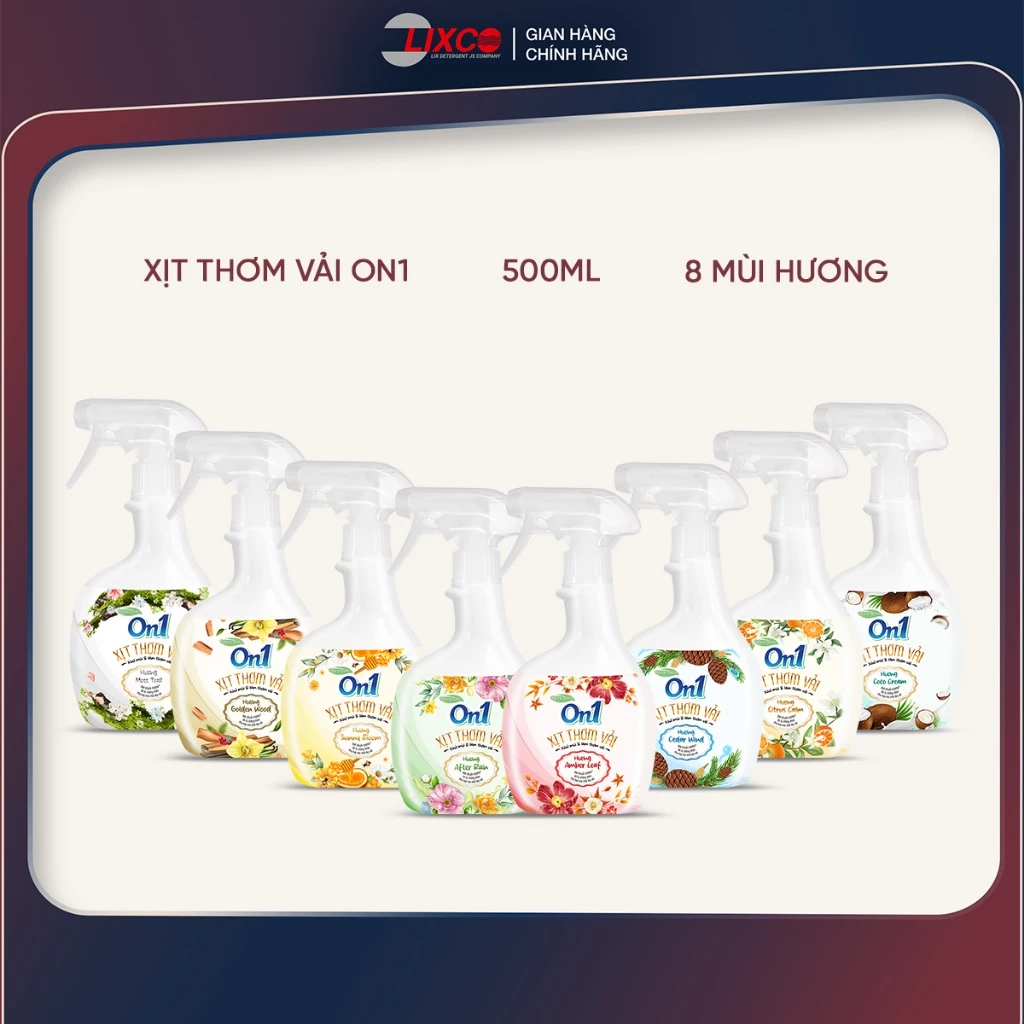 Xịt thơm vải On1 500ml, xịt khử mùi và làm thơm vải loại bỏ nhanh mùi hôi khó chịu trên quần áo & vải vóc, giữ hương lâu