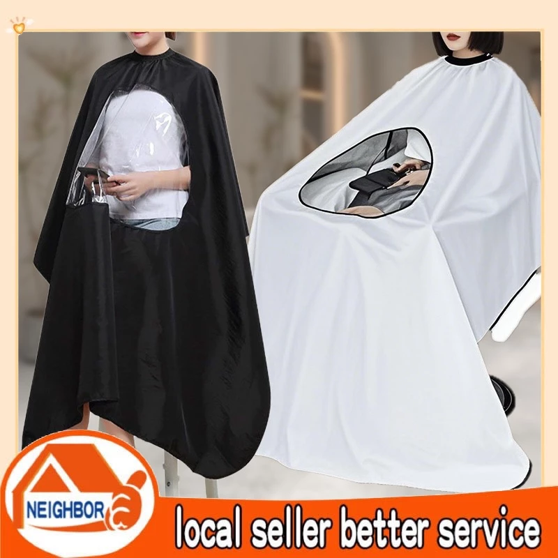 Áo choàng làm tóc thiết kế có cửa sổ trong suốt, Áo choàng chống tĩnh điện và chống dính tóc cao cấp dành cho tiệm làm