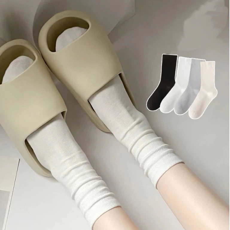 Combo 5 Đôi Tất Cổ Cao 3 Màu Basic Thể Thao Cotton Mỏng Thoáng Mát 4 Mùa Nam Nữ tt45
