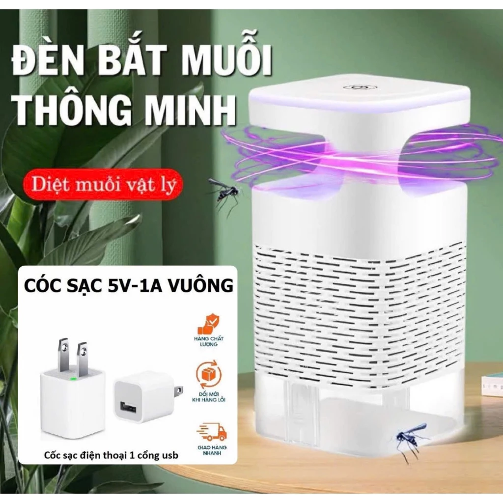 ( Đèn bắt muỗi 21cm + tặng củ sạc ) Đèn bắt muỗi 3 trong 1 tích hợp đèn ngủ tiêu diệt muỗi bằng ánh sáng UV