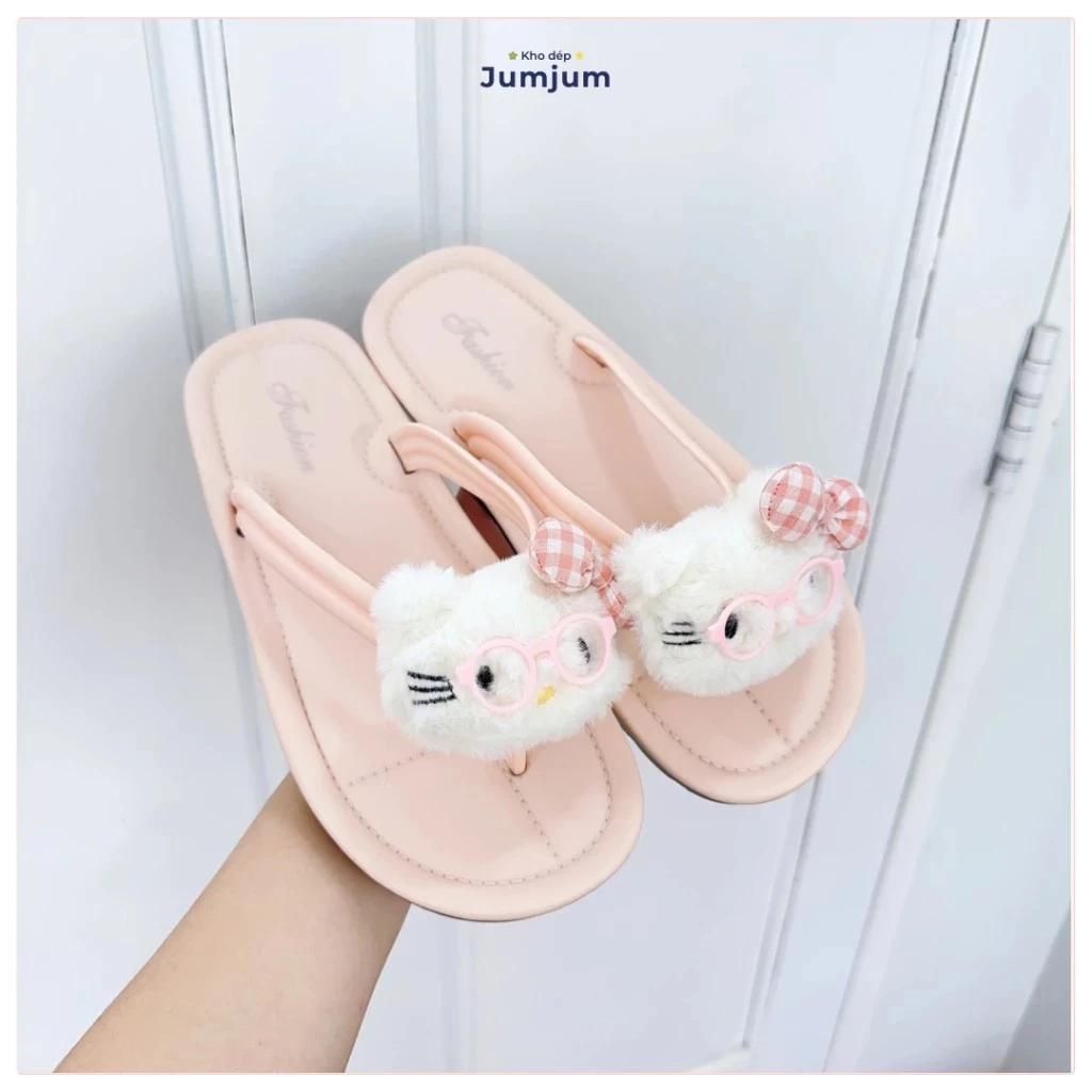 Dép xỏ ngón mèo nơ kitty xinh xỉu, chất liệu CAO SU dễ thương- Lù Store - MÈO NƠ