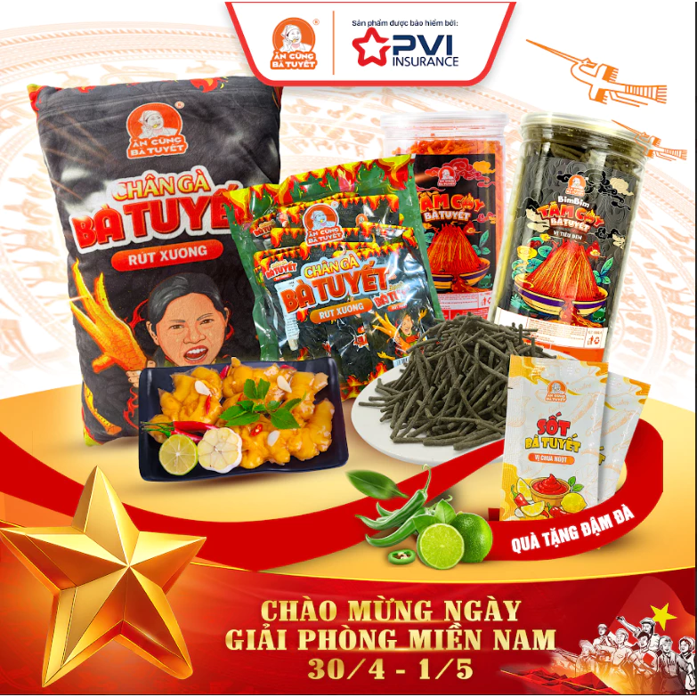Combo TẾT ĐỘC LẬP: 1 gối ôm bà Tuyết+20 chân gà rút xương+1 hũ truyền thống+1 hũ tiêu đen tặng 2 gói nước sốt M112