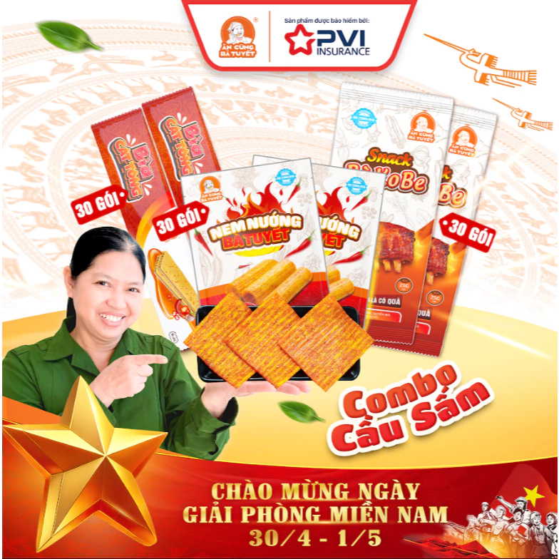 COMBO GỌI SẤM : 30 snack nem nướng phên +30 snack bìa cát tông+30 snack bò kobe snack  - ĂN CÙNG BÀ TUYẾT M18