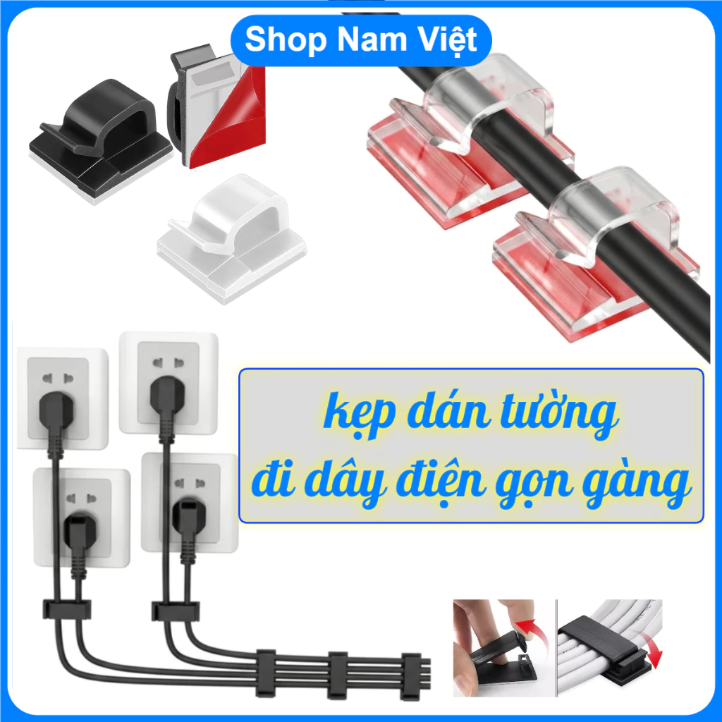 Kẹp Dán Tường Đi Dây Điện, Nẹp Dây Cáp Loại Cao Cấp