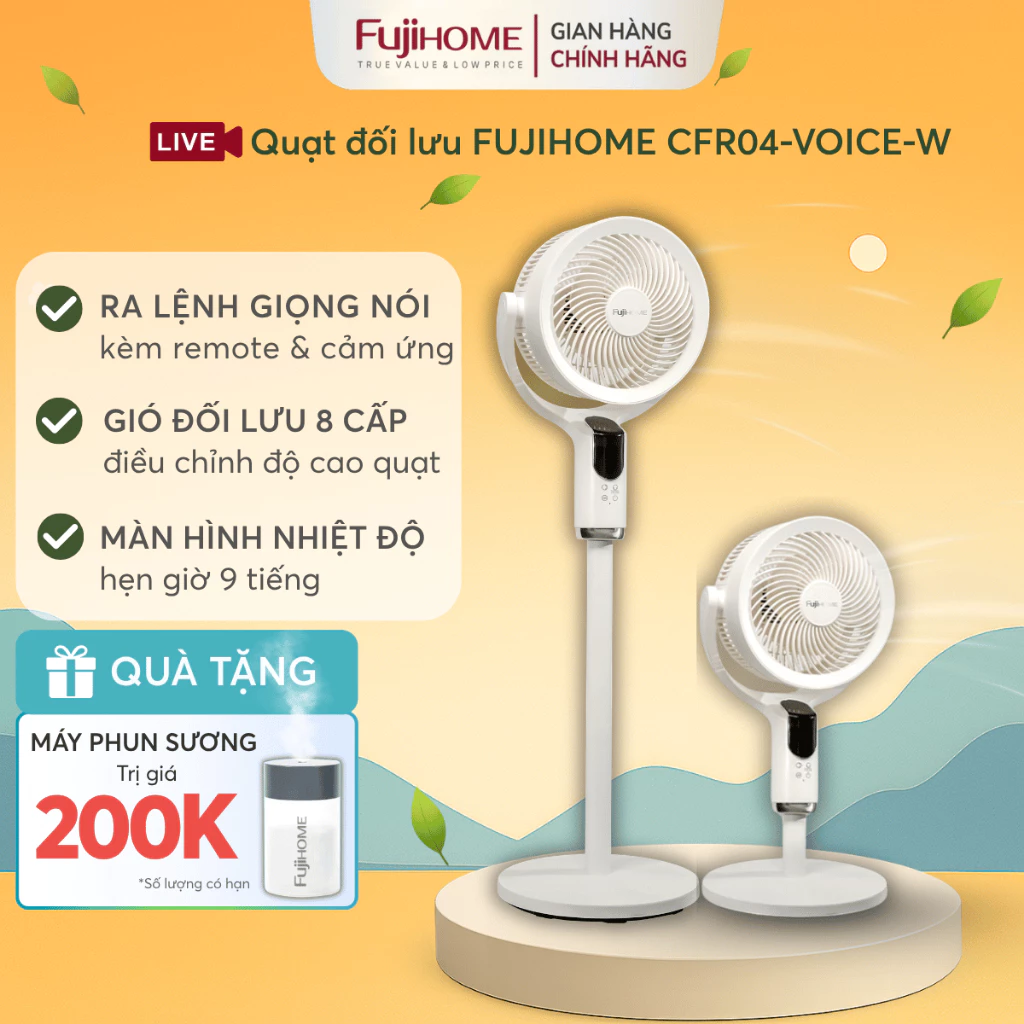 Quạt đối lưu không khí Nhập Khẩu FUJIHOME CFR04-VOICE xoay đa chiều điều khiển cảm ứng cao cấp