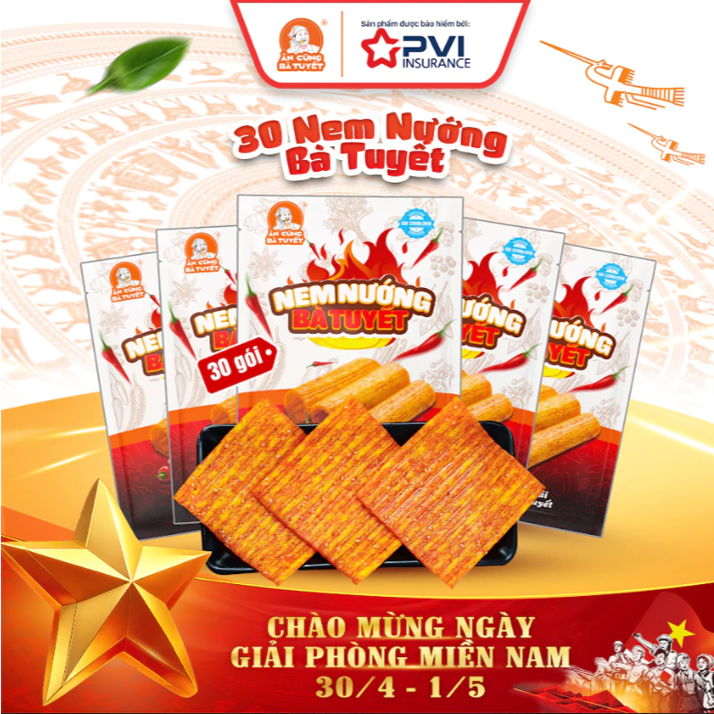 (Tặng 1 chân gà) Combo 30 Nem Nướng Phên Bà Tuyết - Ăn cùng bà Tuyết M3