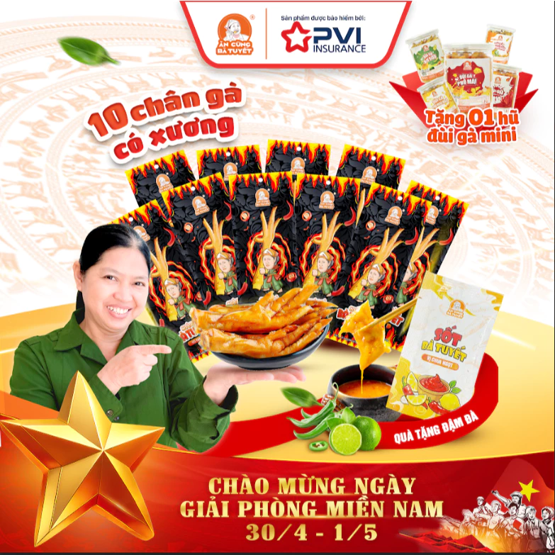 COMBO TRI ÂN gồm 10 chân gà + 1 hũ đùi gà - ĂN CÙNG BÀ TUYẾT M64