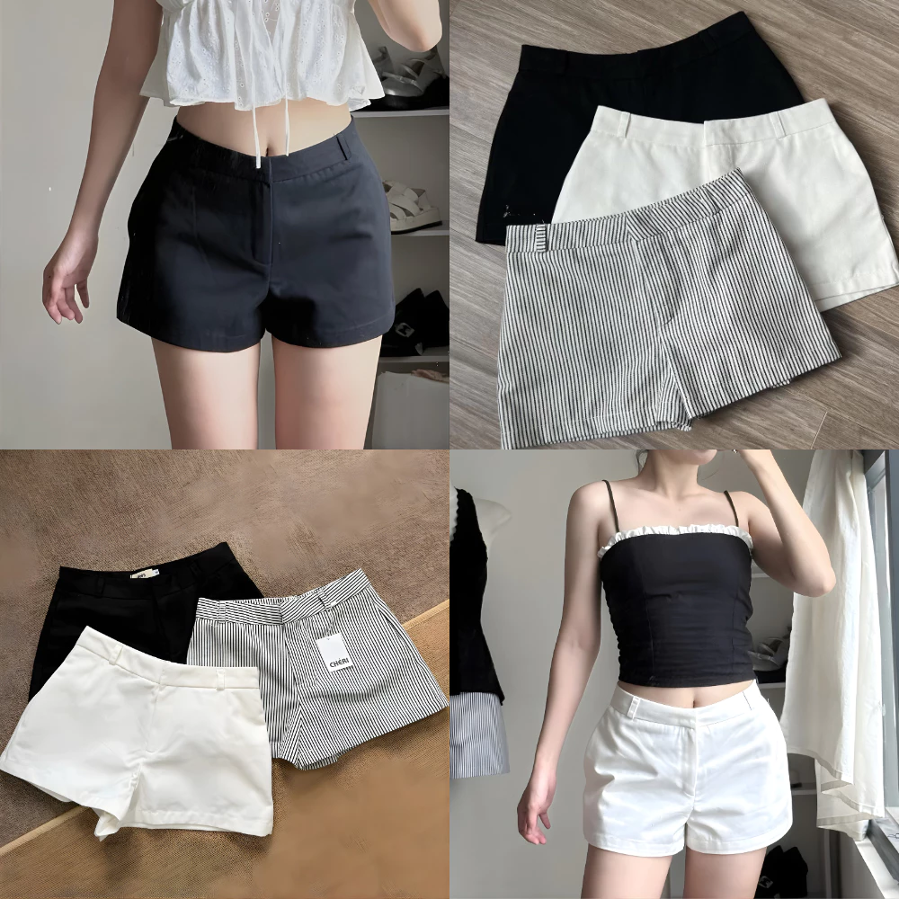 Quần short cạp trễ MIAA dáng ngắn chất kaki dày dặn, Quần Đùi Short Ngắn Nữ cạp trễ siêu tôn dáng