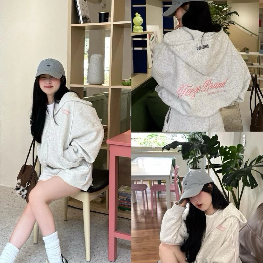 Áo khoác hoodie zip nam nữ thêu TeezoBrand nỉ ép 2da, có túi trong form dáng boxy phong cách unisex