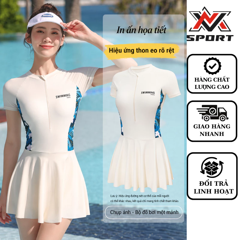 [K223] Váy Bơi Liền Thân Cho Nữ Bodysuit , Dành Cho Nữ Sang Trọng Thoáng Mát,Kèm Sẵn Đệm Mút 40-60kg