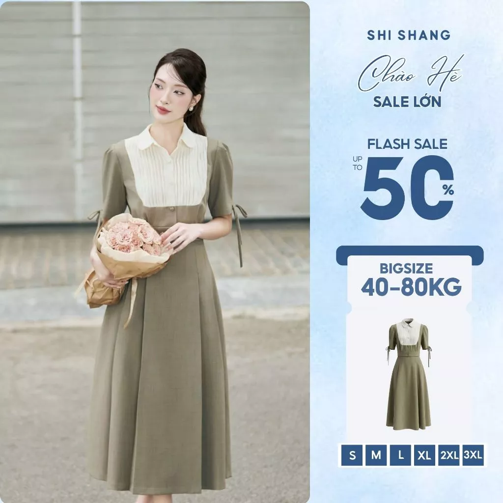 [𝟏𝟎𝟎 𝐬𝐞𝐭] Set Áo Xếp Li Ngực Kèm Chân Váy Xòe , Set Đồ Thiết Kế Bigsize Dáng Công Sở By Shi Shang