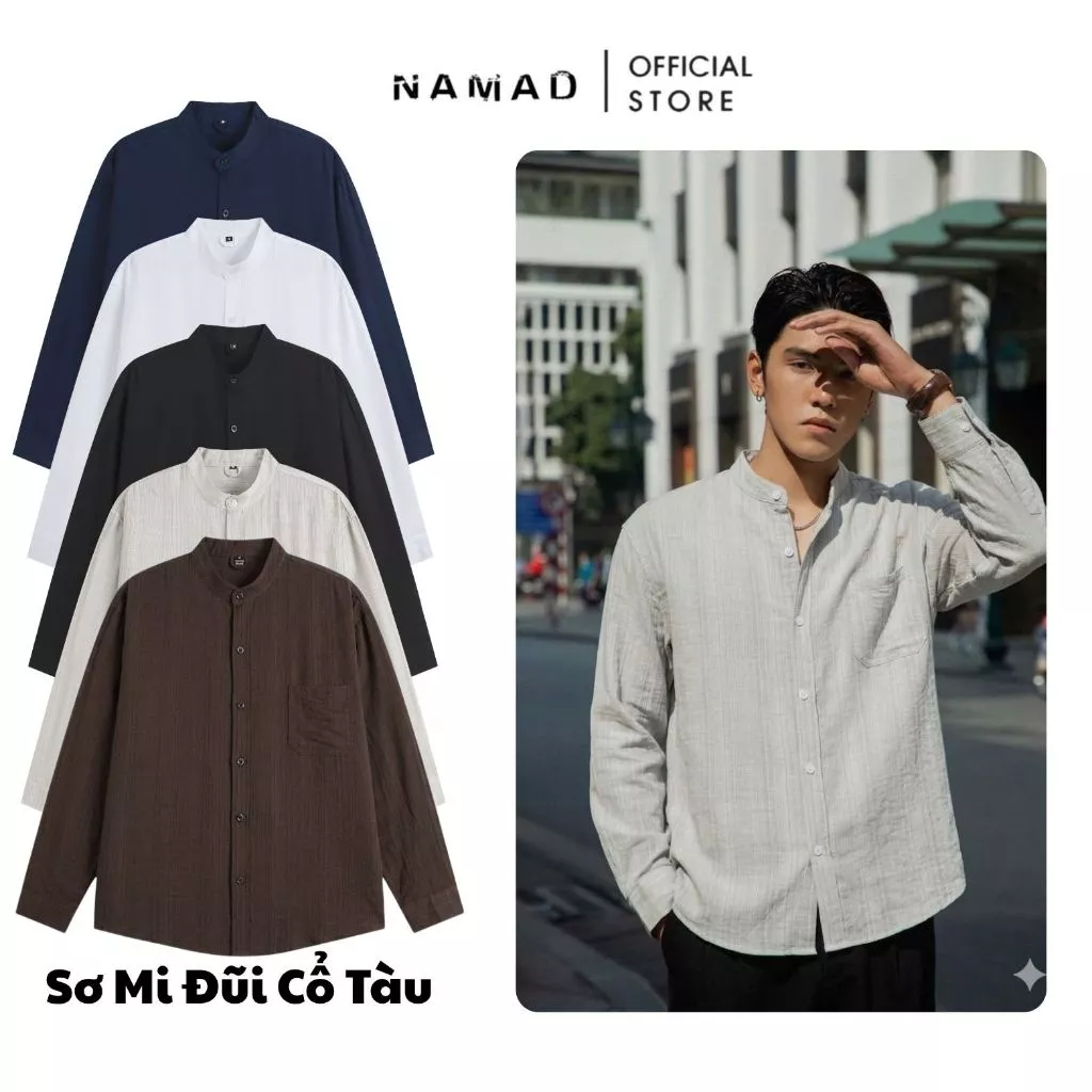 Áo Sơ Mi Cổ Tàu Đi Biển Chất Liệu Đũi Xước Linen Mềm Mịn, Thoáng Mát Form Rộng Thấm Hút Mồ Hôi Phong Cách Trẻ Trung M11