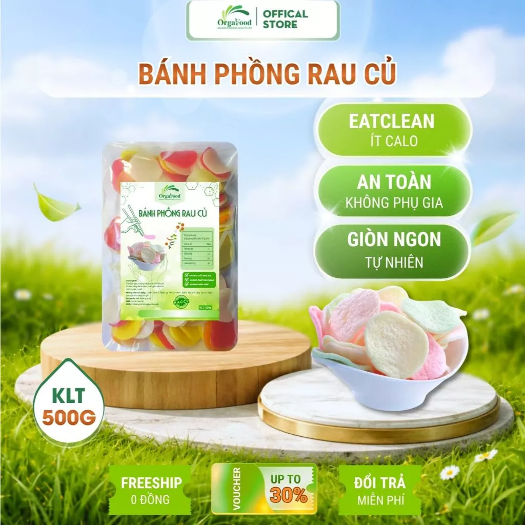 Bánh phồng rau củ Orgafood ăn eatclean, ăn chay, thực dưỡng, healthy