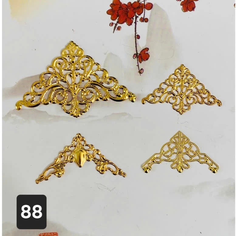 (10 cái)Phiến kim loại họa tiết 51*32mm và 72*49mm, Nguyên liệu làm trang sức cổ trang, Nguyên liệu diy