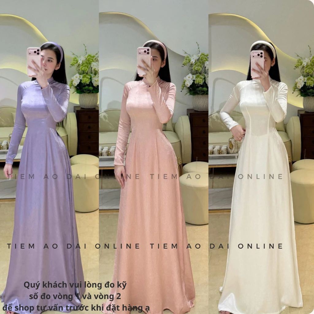 Sẵn Hàng) Áo Dài Truyền Thống Tằm Tráng Gương Sang Trọng, Chất Siêu Mềm, Co Giãn, Ôm Tôn Dáng (TT02)