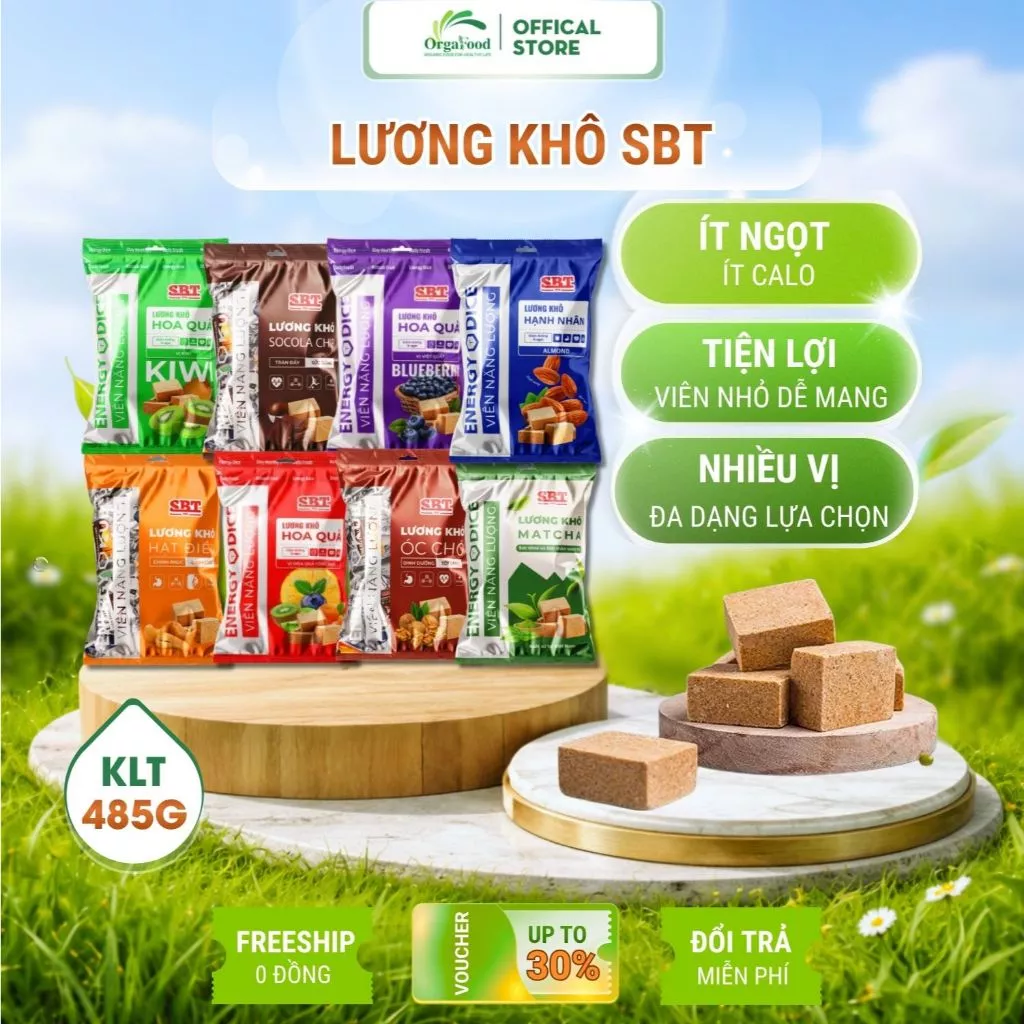 Lương Khô Ăn Kiêng Ăn Sáng [ÍT NGỌT] Nhiều Vị, Gạo Lứt, Yến Mạch SBT, Bữa Sáng Tiện Lợi, Healthy