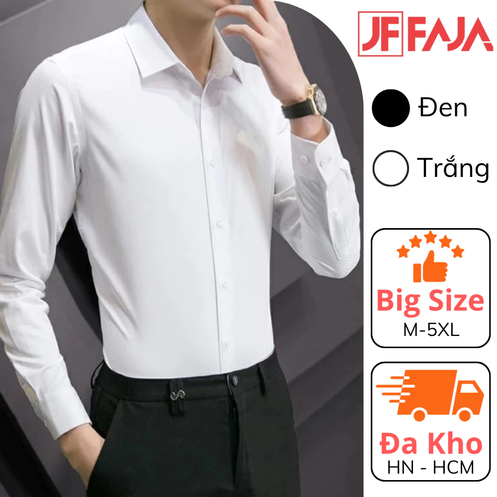 Áo sơ mi lụa thấm hút tốt mềm mại bền bỉ FAJA dáng ôm chuẩn form dáng hạn chế phai màu, bai, xù