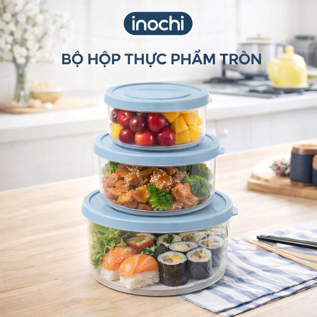 Hộp thực phẩm tròn Inochi - Hokkaido 500-750-1000-1500-2000-2500ml(nhiều màu)