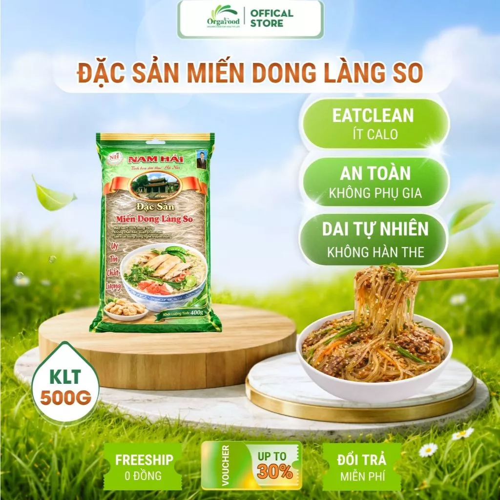 Miến dong Nam Hải đặc sản làng so 500g LOẠI 1 dành cho người tiểu đường ăn kiêng Orgafood EAT CLEAN hỏa tốc nội thành