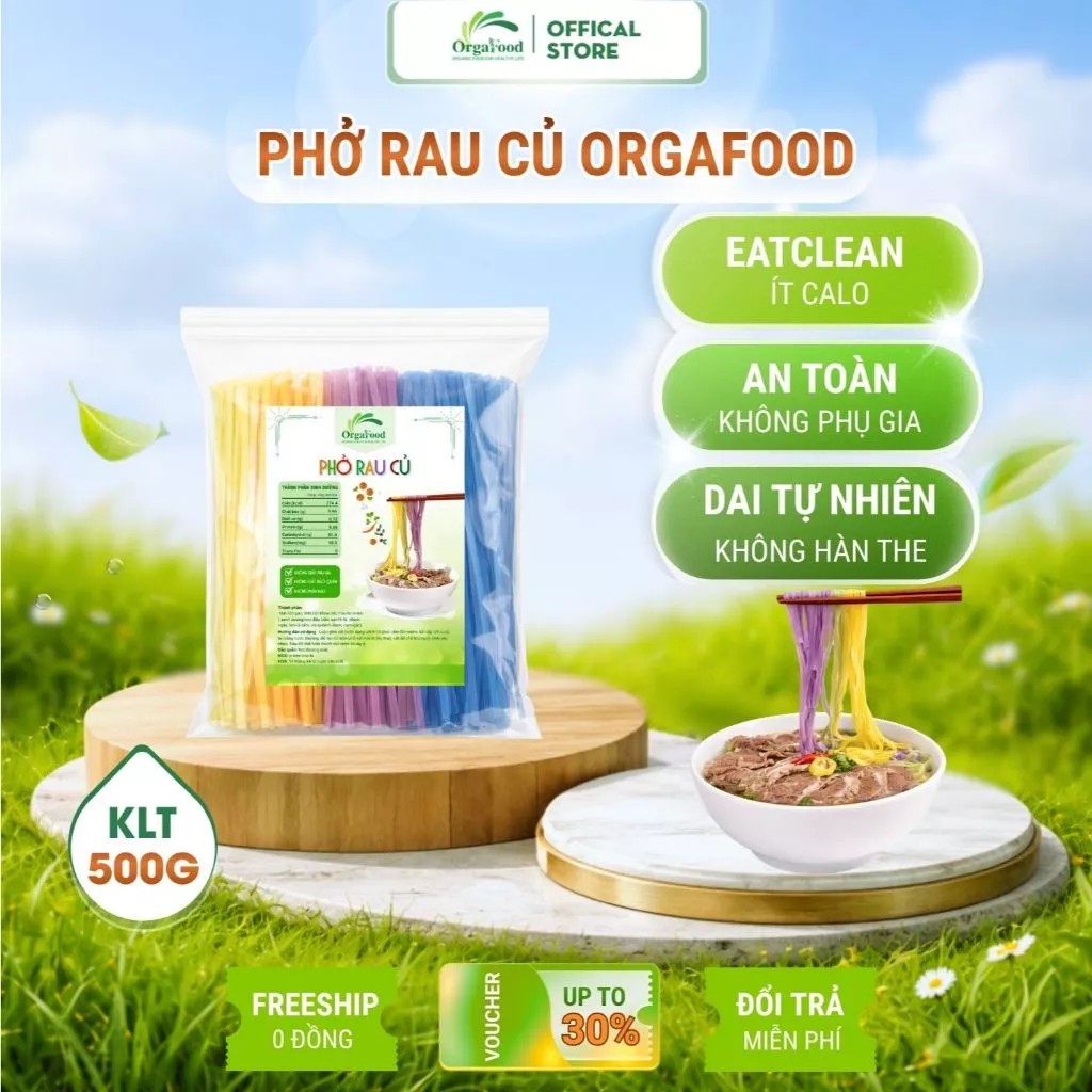 Phở rau củ Orgafood túi 500g 5 vị ăn eatclean, ăn kiêng, giảm cân
