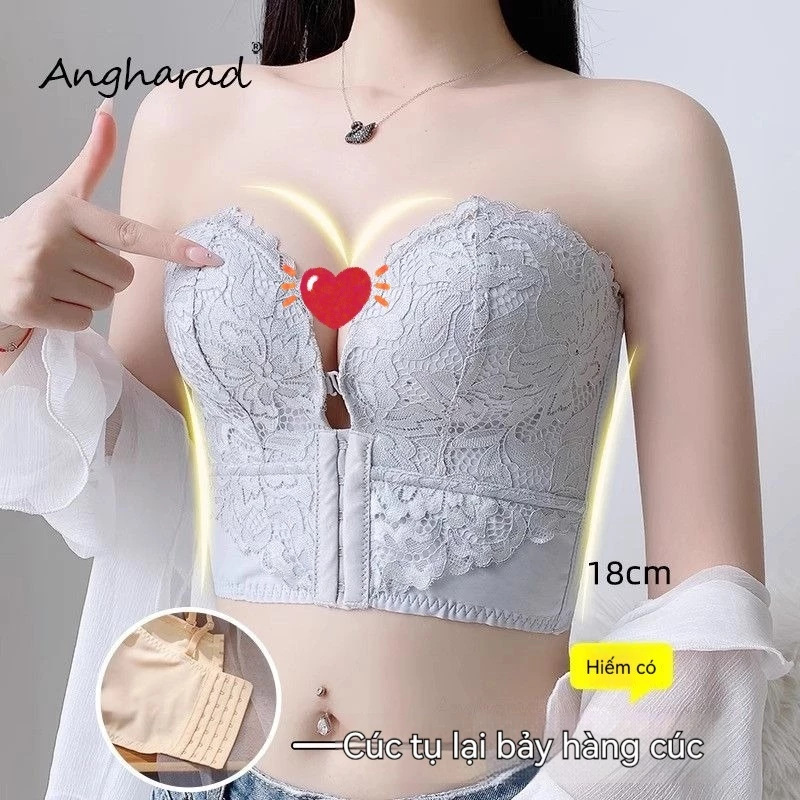 Áo Ngực Không Dây Dáng Thẳng, Cài Khóa Trước - Nâng Ngực Cực Đỉnh, Không Viền Kim Loại - Dành Cho Ngực To