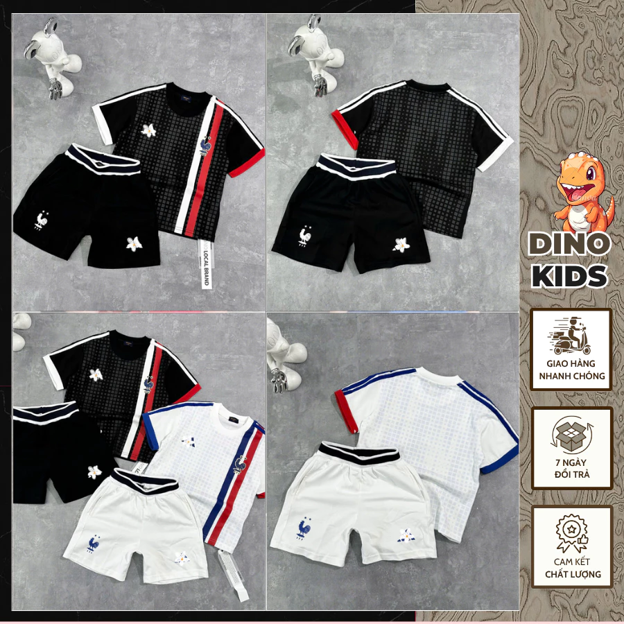 Set Đồ Thể Thao Cho Bé Thêu Hình Logo Tuyển Pháp Siêu Đẹp_ Bộ Hè Cho Bé Thể Thao Chất Cotton Co Dãn