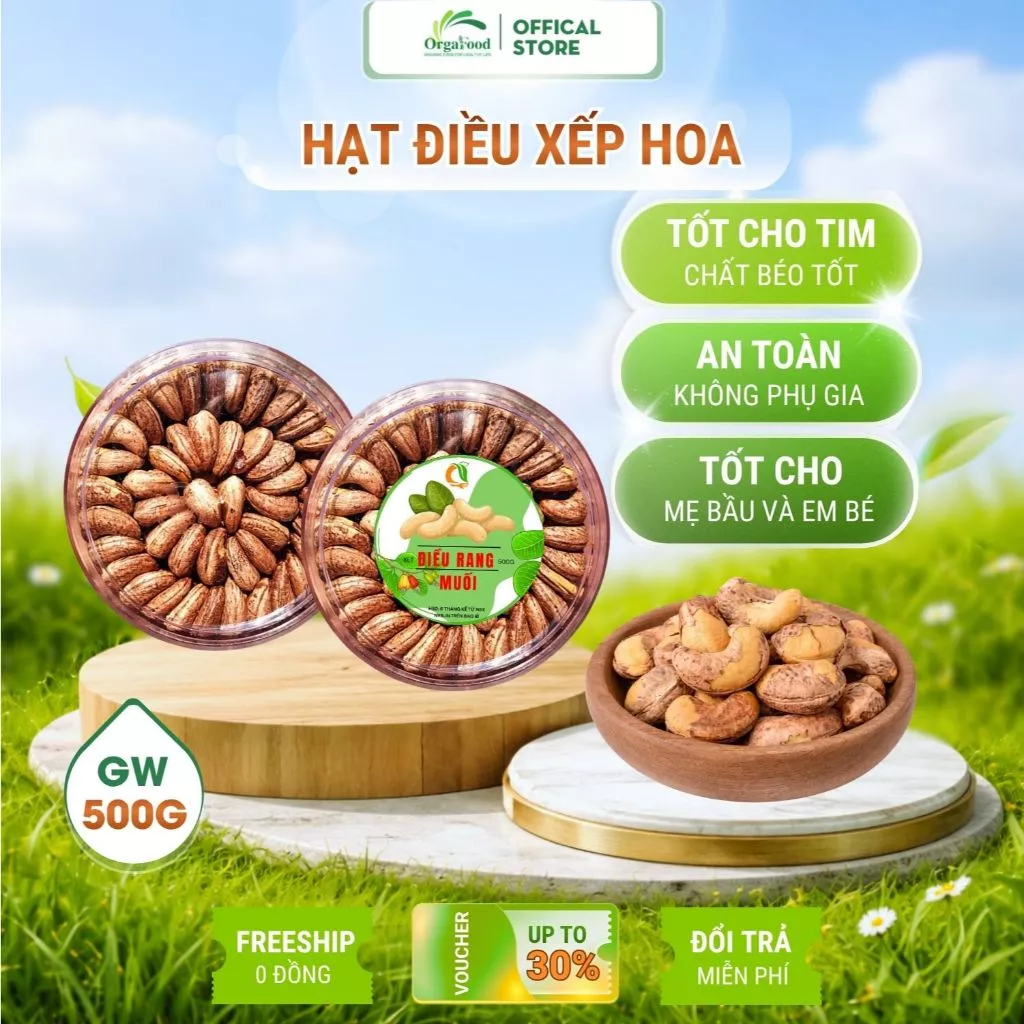 Hạt điều rang muối Bình Phước hũ 500gr loại 1 hạt to, ăn vặt healthy, ăn kiêng, eatclean, gym