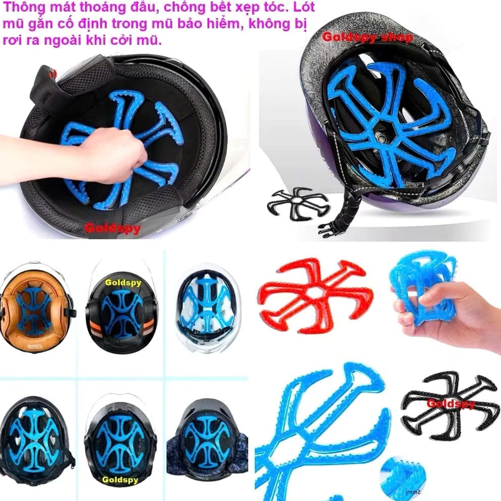 Lót mũ nón bảo hiểm Silicon Massage chống nóng, chống xẹp tóc, thông thoáng làm mát, chăm sóc bảo vệ da đầu
