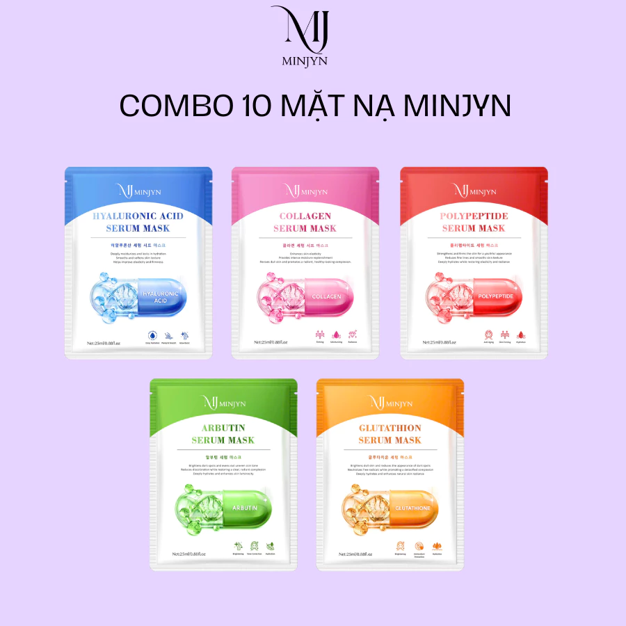 [COMBO 10] Mặt nạ MINJYN cấp nước giúp da căng bóng mịn màng sáng da phục hồi da mask