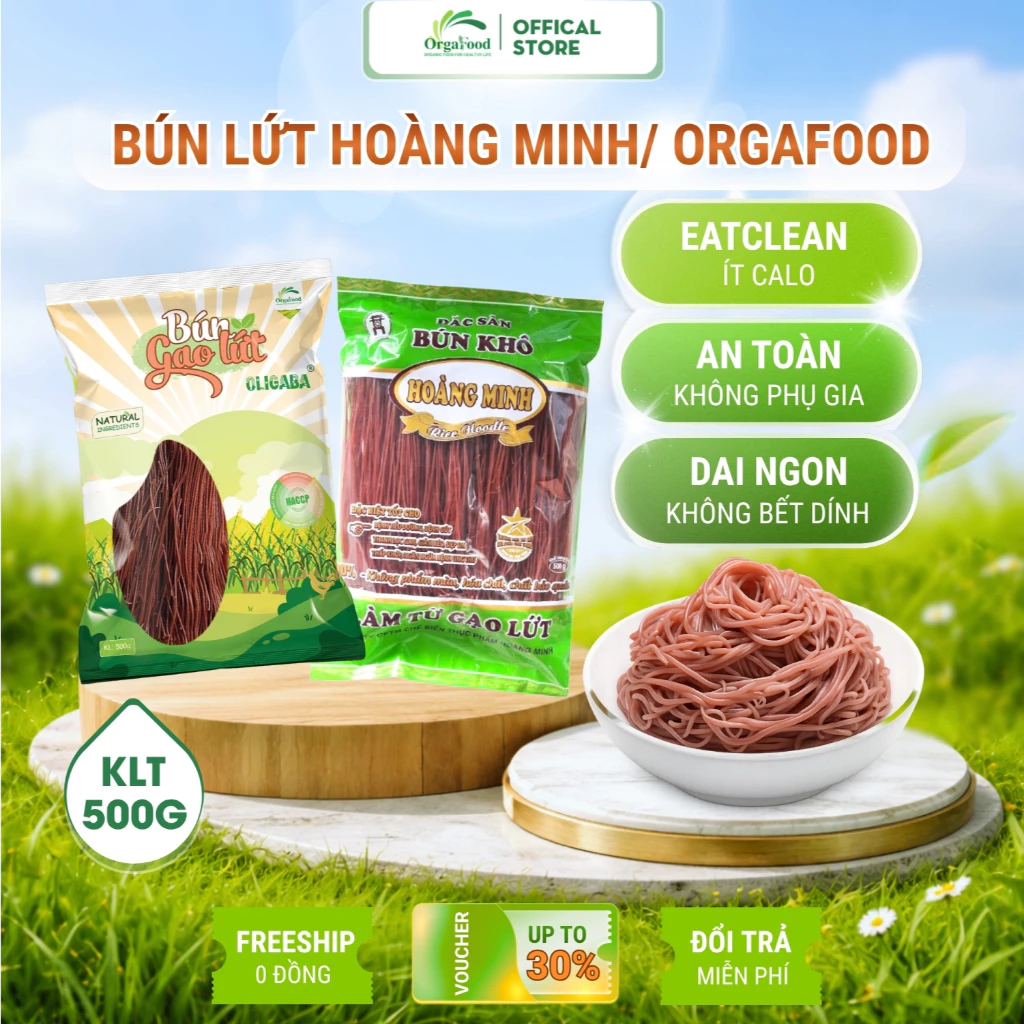 Bún Gạo Lứt Đỏ Đen Hoàng Minh / Orgafood EAT CLEAN 500g Thức Ăn Healthy Giảm Cân Cho Người Ăn Kiêng