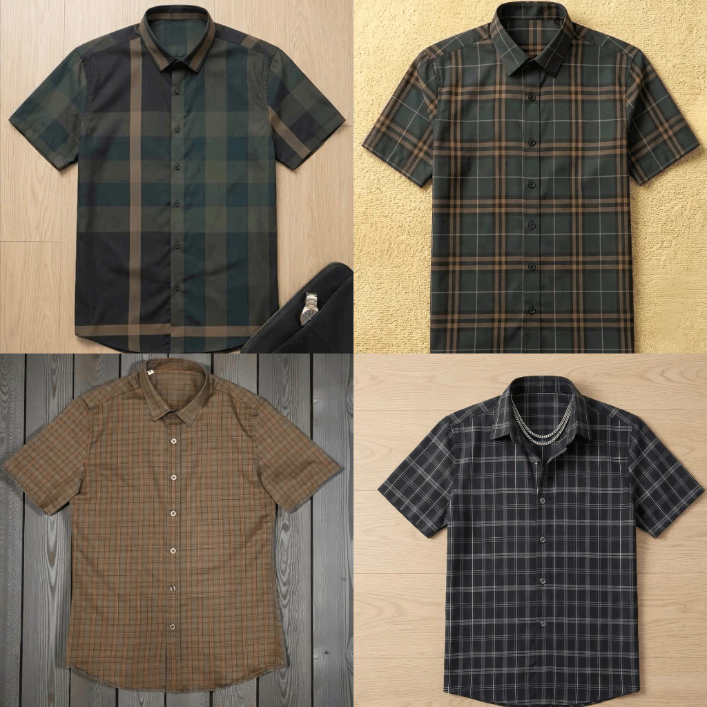Áo Sơ Mi Nam Caro Tay Ngắn,Tay Dài Form Slim Basic–Vải Mềm Thoáng,Ít Nhăn (Xanh Navy/Be Nâu)