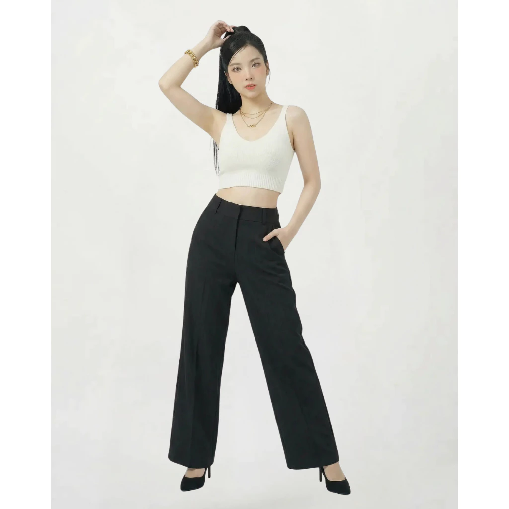 Quần Tây Nữ GEO Ống Rộng Sọc Gân