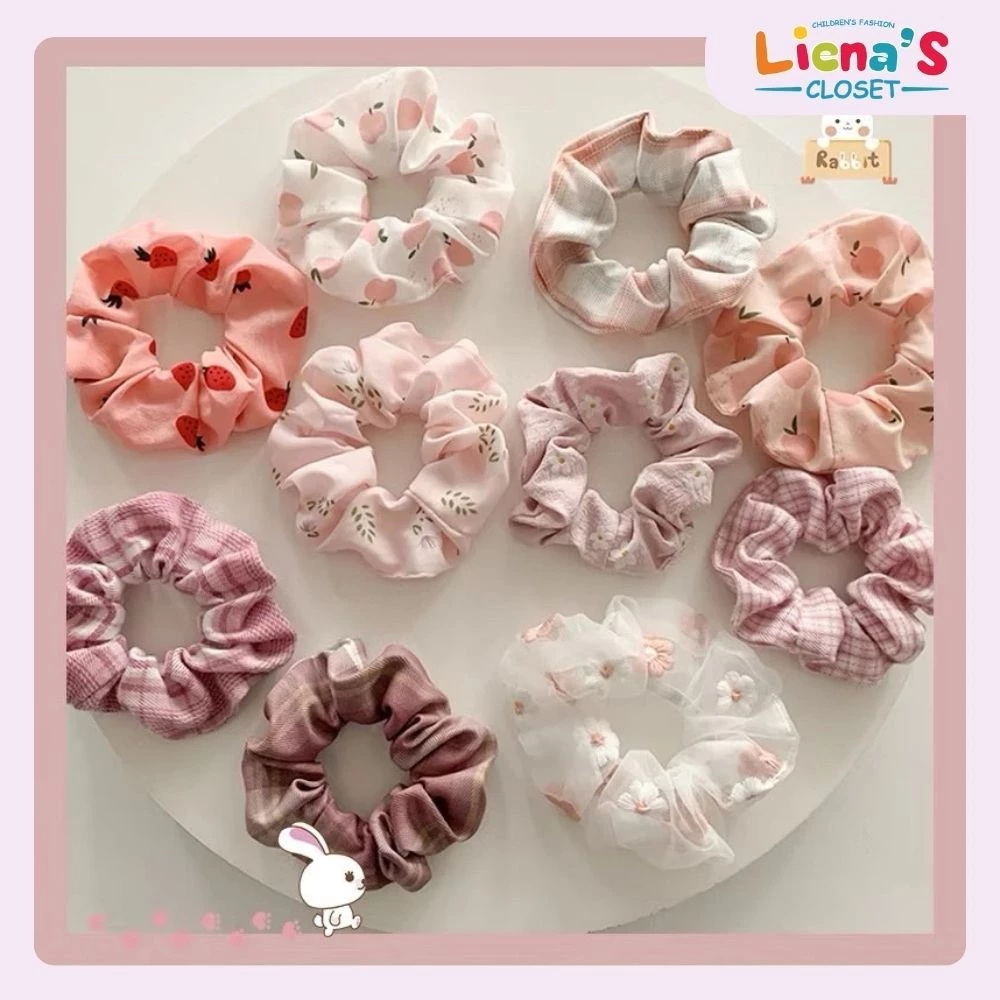 Set 5 Dây Buộc Tóc Scrunchies, sunchies cột tóc cho nữ vải Pastel Hàn Quốc Dễ Thương Liena'S Closet