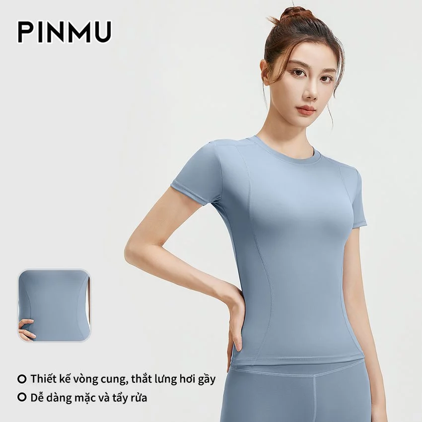 Ao Tập Gym Nữ PINMU Đồ Thể Thao Yoga Cổ Tròn Thấm Hút Mồ Hôi Thoải Mái Vận Động Thoáng Khí Tốt