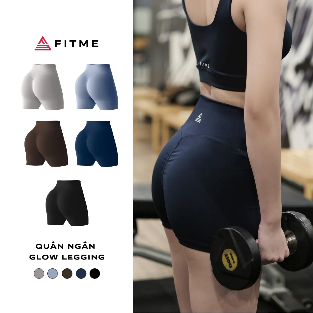 Quần đùi tập gym yoga Fitme Glow legging nữ cạp cao tôn dáng co giãn 4 chiều cao cấp QNGL01