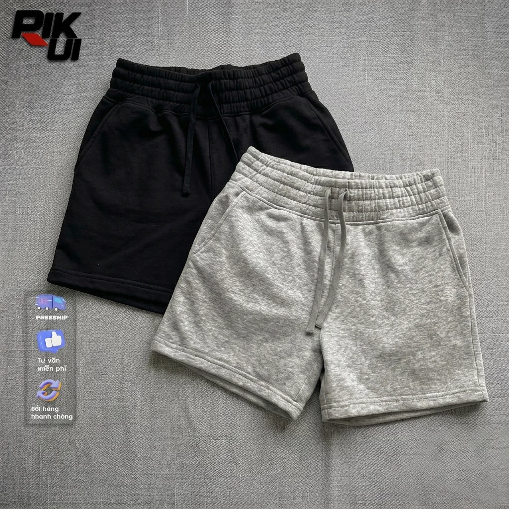 Quần Short thể thao nam basic với chất vải nỉ chân cua khô thoáng co dãn thích hợp tập gym thể thao