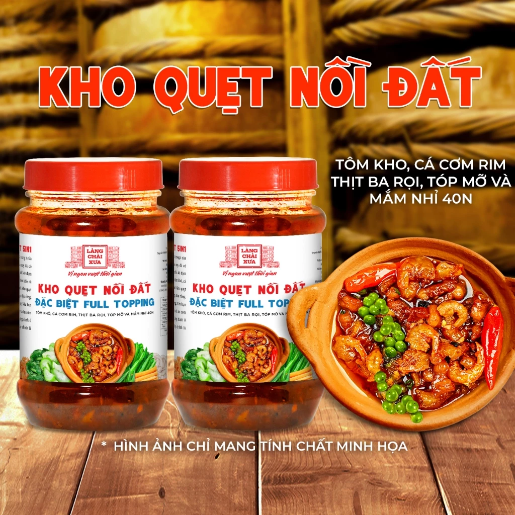 [COMBO 2 HỦ] Kho quẹt nồi đất Làng Chài Xưa 250g/hủ thơm ngon đặc biệt full topping